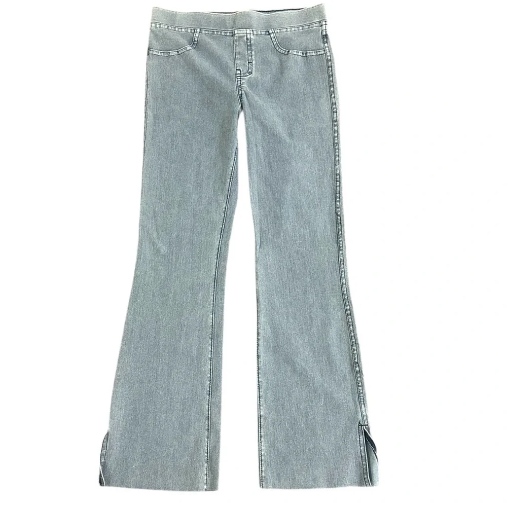 H&M Girl's Light Blue Wash Pull-Up Flared Boho Bell Bottom Jeans - Size 14